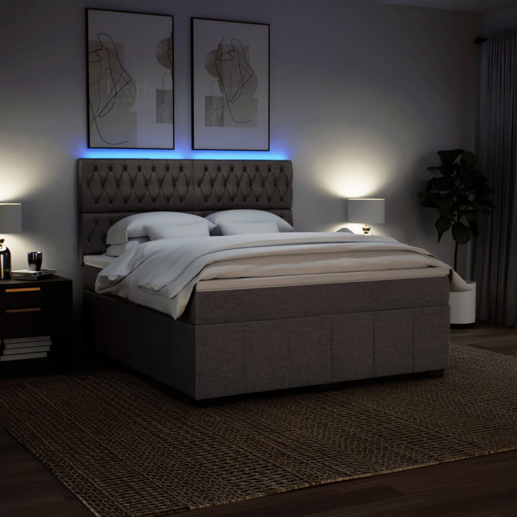 Pat continental cu saltea, gri taupe, 180x200 cm, textil GartenMobel Dekor