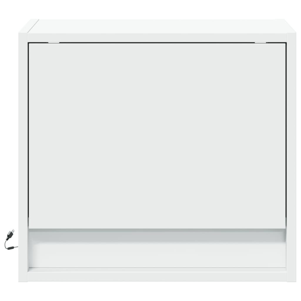 Noptieră montată pe perete cu lumini LED, alb GartenMobel Dekor