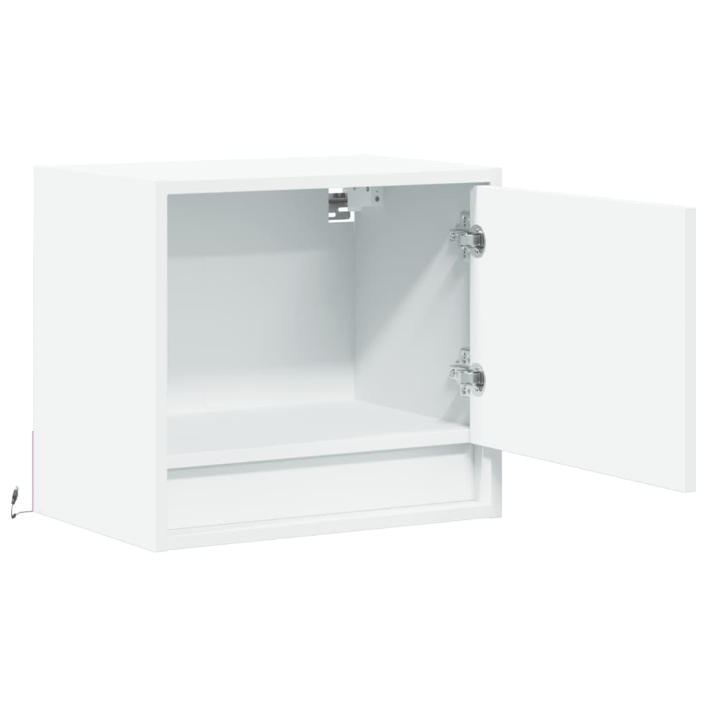 Noptiere montate pe perete cu lumini LED, 2 buc., alb GartenMobel Dekor