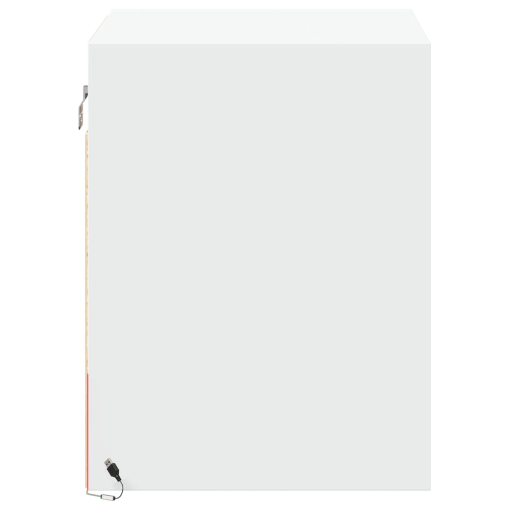 Noptiere montate pe perete cu lumini LED, 2 buc., alb GartenMobel Dekor