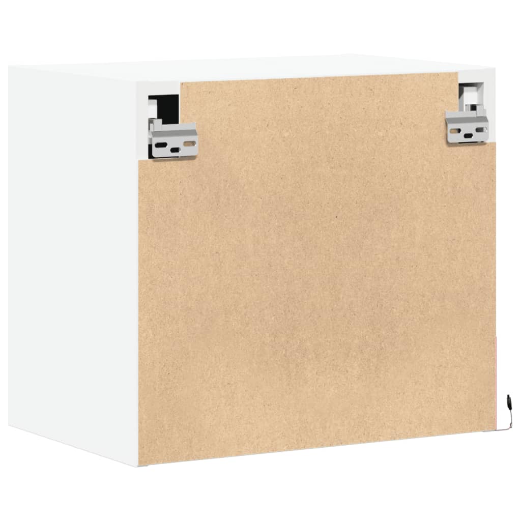 Noptiere montate pe perete cu lumini LED, 2 buc., alb GartenMobel Dekor