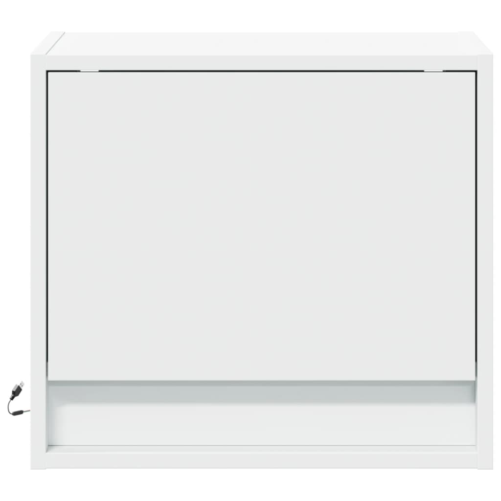 Noptiere montate pe perete cu lumini LED, 2 buc., alb GartenMobel Dekor