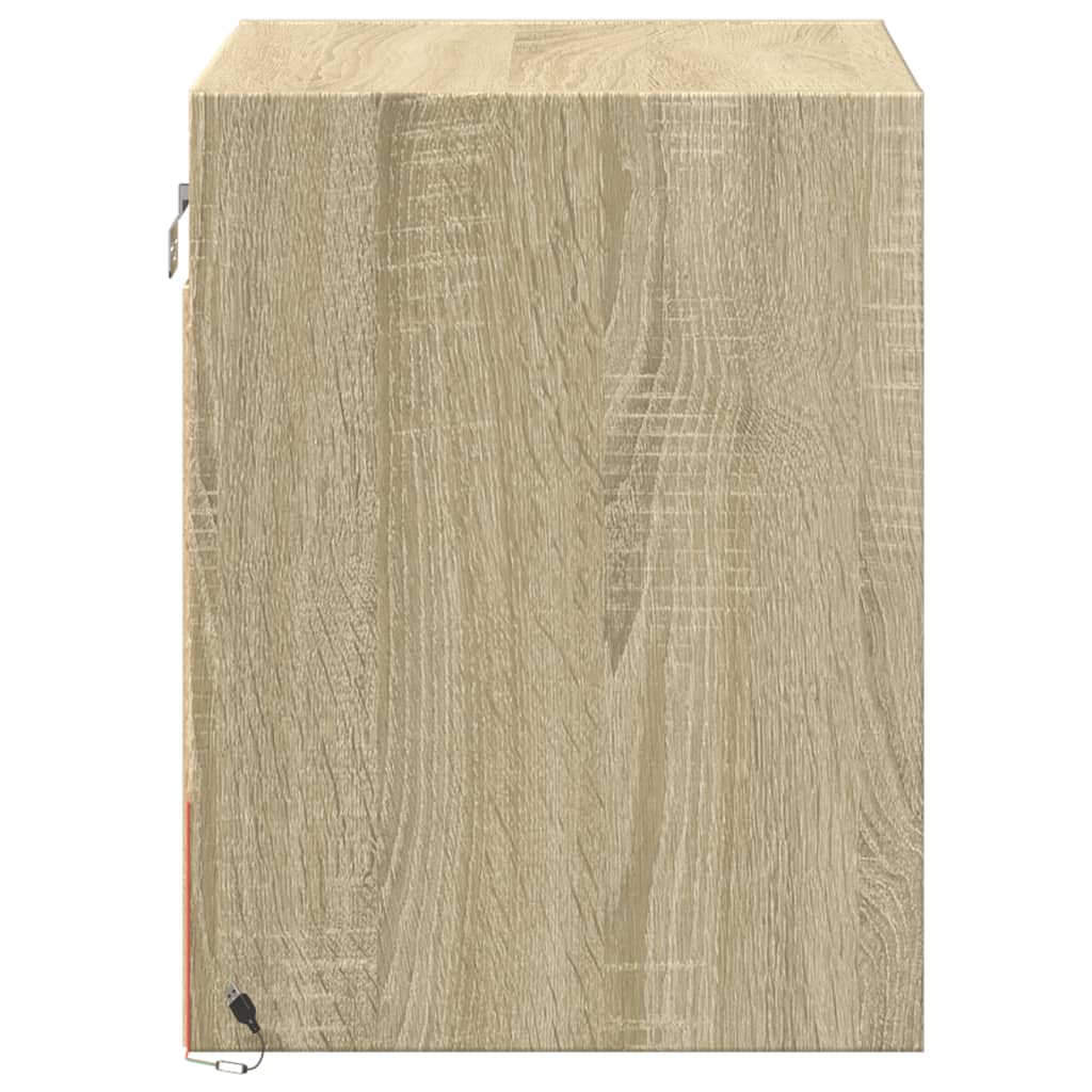 Noptiere montate pe perete cu lumini LED, 2 buc., stejar sonoma GartenMobel Dekor