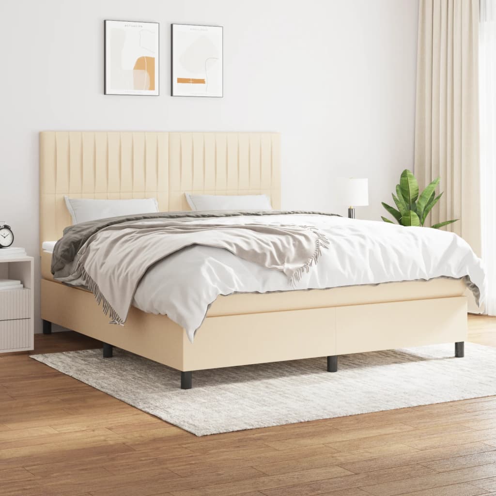 Pat continental cu saltea, crem, 180x200 cm, textil GartenMobel Dekor