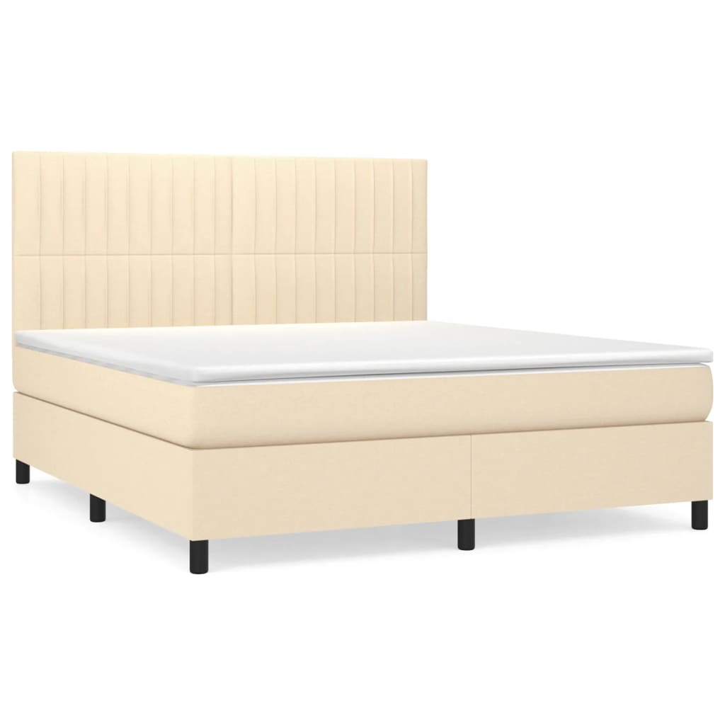 Pat continental cu saltea, crem, 180x200 cm, textil GartenMobel Dekor