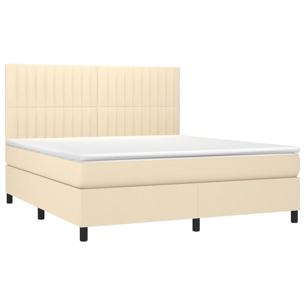 Pat continental cu saltea, crem, 180x200 cm, textil GartenMobel Dekor