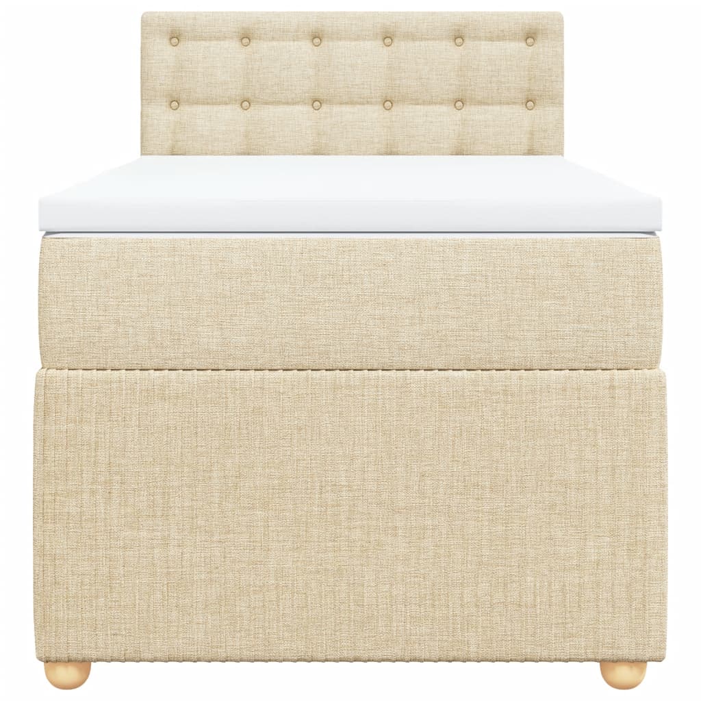 Pat box spring cu saltea, crem, 90x200 cm, textil GartenMobel Dekor