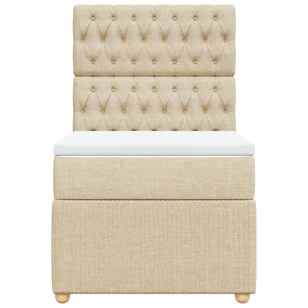 Pat box spring cu saltea, crem, 90x200 cm, textil GartenMobel Dekor