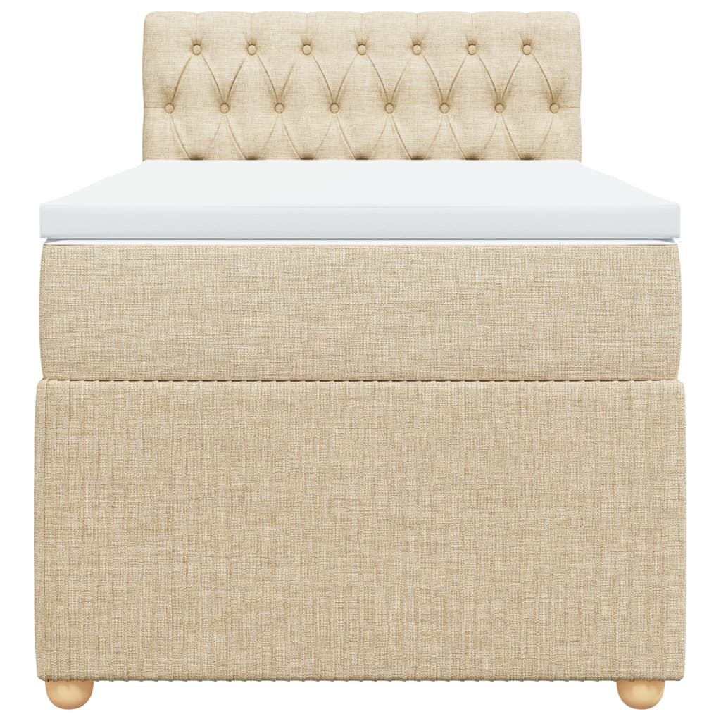 Pat box spring cu saltea, crem, 90x200 cm, textil GartenMobel Dekor