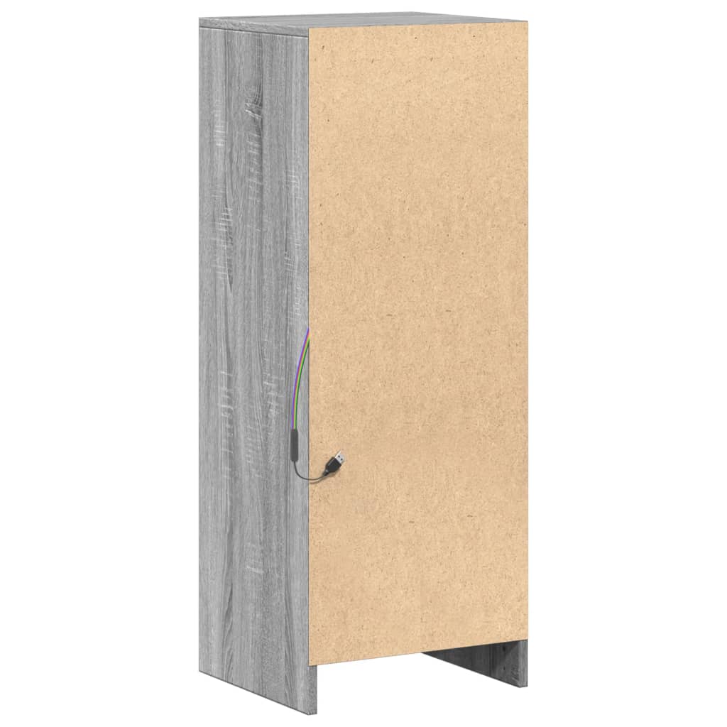 Dulap cu LED, gri sonoma, 38x34x100 cm, lemn prelucrat GartenMobel Dekor