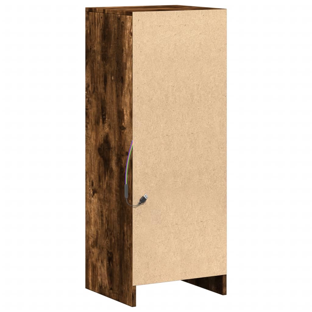 Dulap cu LED, stejar fumuriu, 38x34x100 cm, lemn prelucrat GartenMobel Dekor