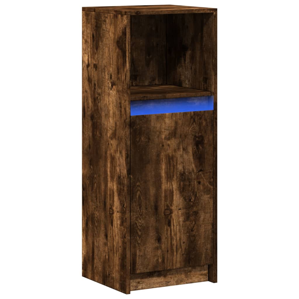 Dulap cu LED, stejar fumuriu, 38x34x100 cm, lemn prelucrat GartenMobel Dekor