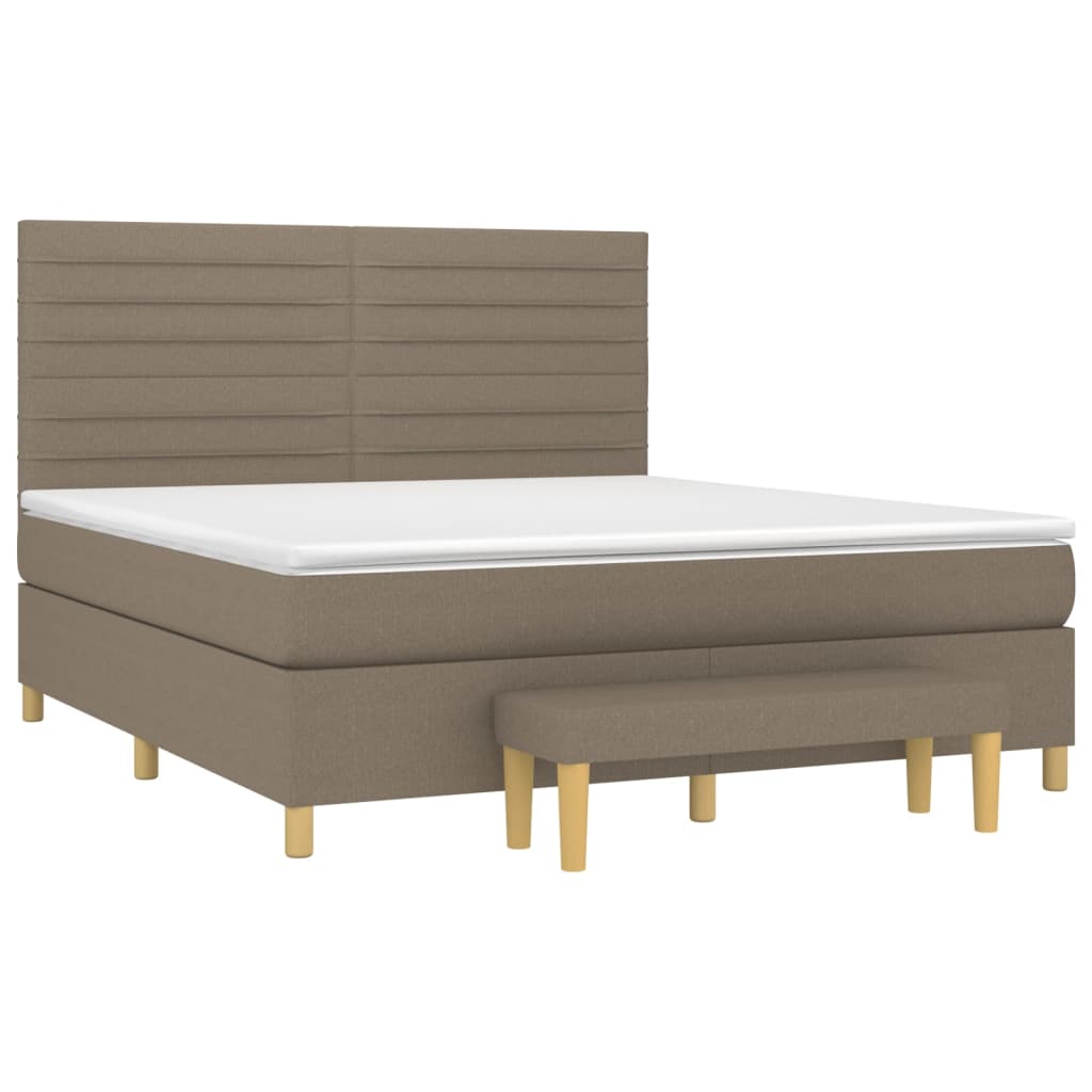 Pat box spring cu saltea, gri taupe, 160x200 cm material textil GartenMobel Dekor