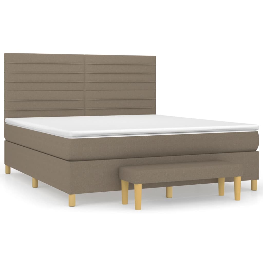 Pat box spring cu saltea, gri taupe, 160x200 cm material textil GartenMobel Dekor