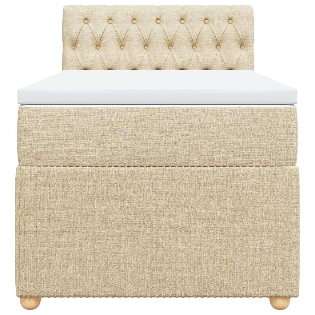 Pat box spring cu saltea, crem, 100x200 cm, textil GartenMobel Dekor