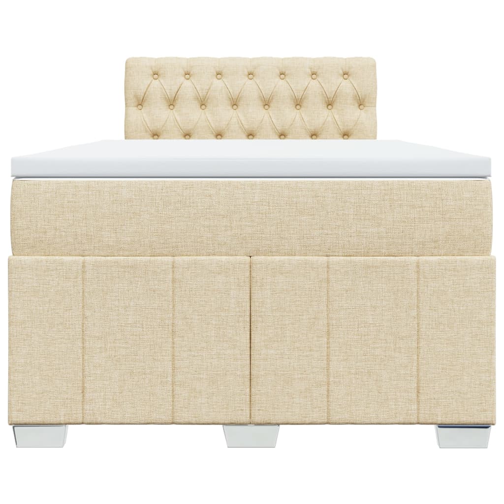 Pat box spring cu saltea, crem, 120x200 cm, textil GartenMobel Dekor
