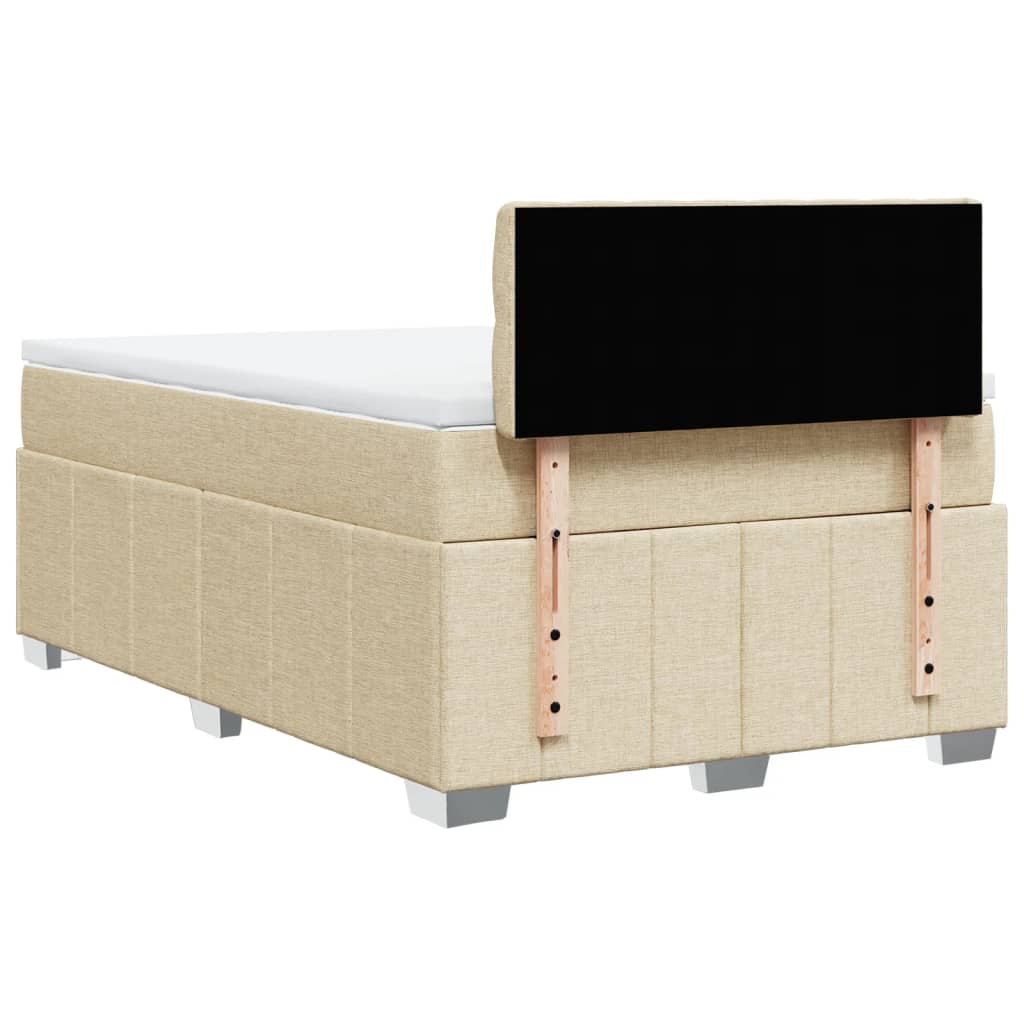 Pat box spring cu saltea, crem, 120x200 cm, textil GartenMobel Dekor