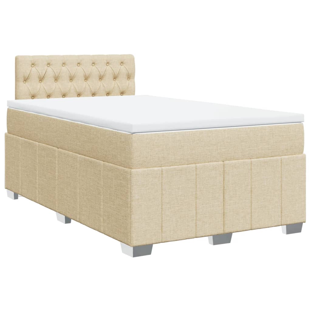 Pat box spring cu saltea, crem, 120x200 cm, textil GartenMobel Dekor