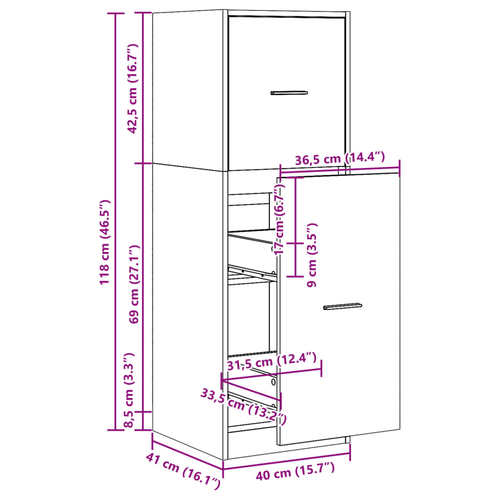 Dulap de farmacie, stejar maro, 40x41x118 cm, lemn prelucrat GartenMobel Dekor