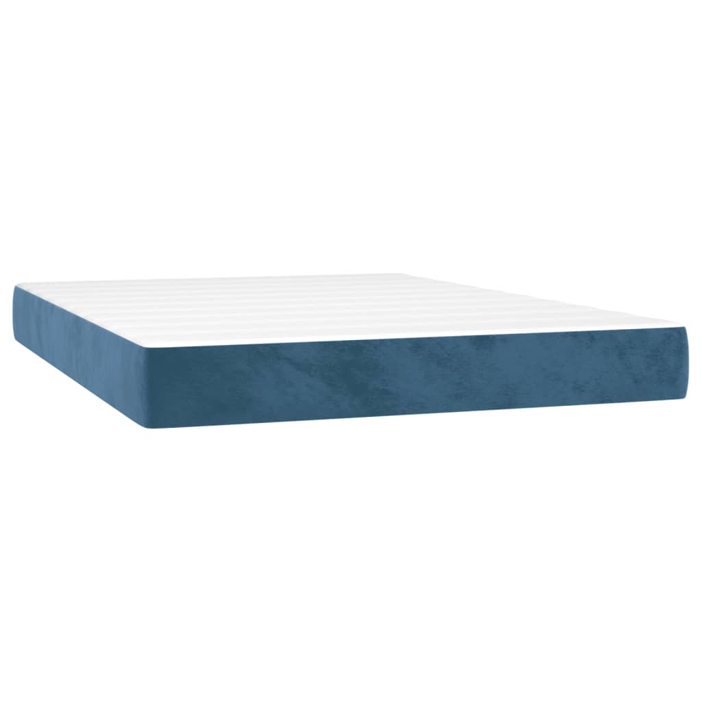 Pat box spring cu saltea, albastru închis, 140x200 cm, catifea GartenMobel Dekor