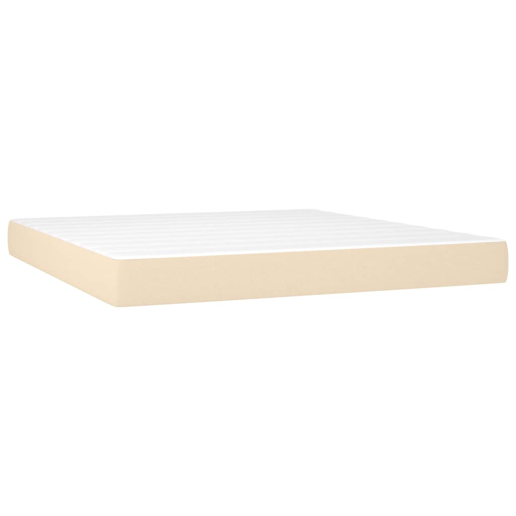 Pat box spring cu saltea, crem, 160x200 cm, material textil GartenMobel Dekor