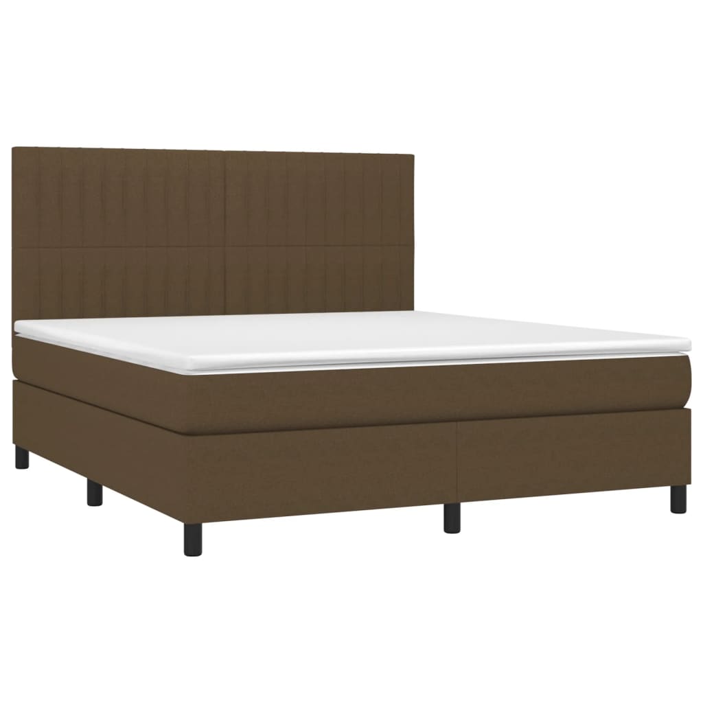 Pat box spring cu saltea, maro închis, 160x200 cm, textil GartenMobel Dekor