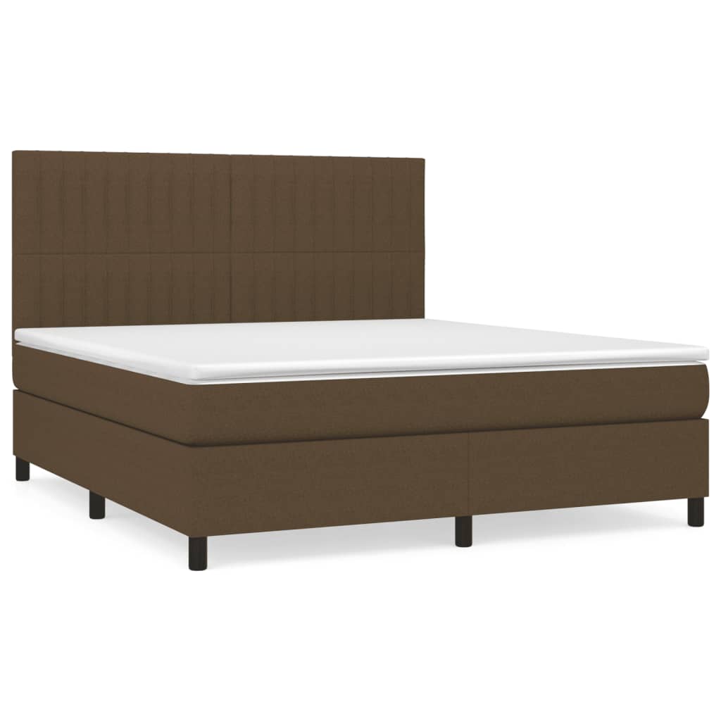 Pat box spring cu saltea, maro închis, 160x200 cm, textil GartenMobel Dekor