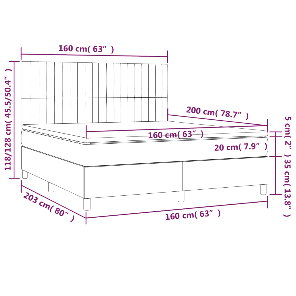 Pat box spring cu saltea, maro închis, 160x200 cm, textil GartenMobel Dekor