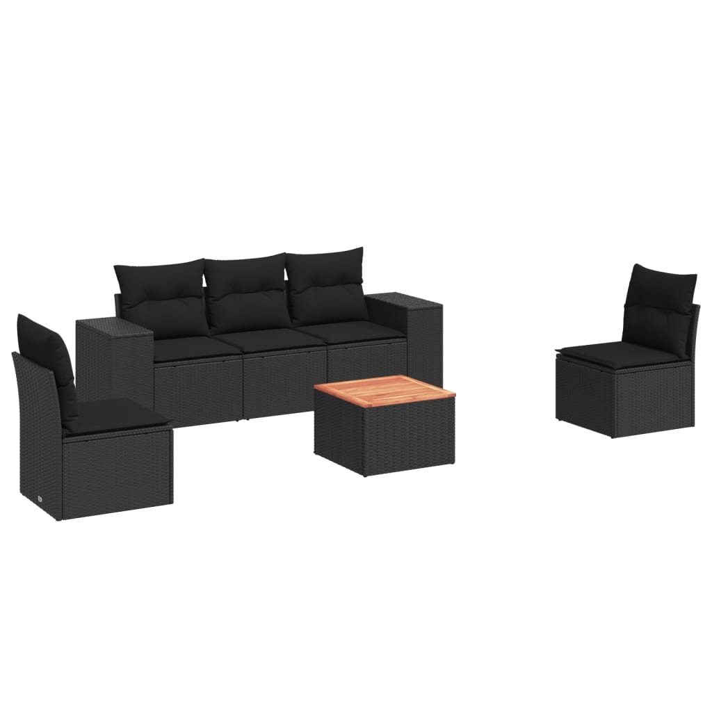 Set mobilier de grădină cu perne, 6 piese, negru, poliratan GartenMobel Dekor