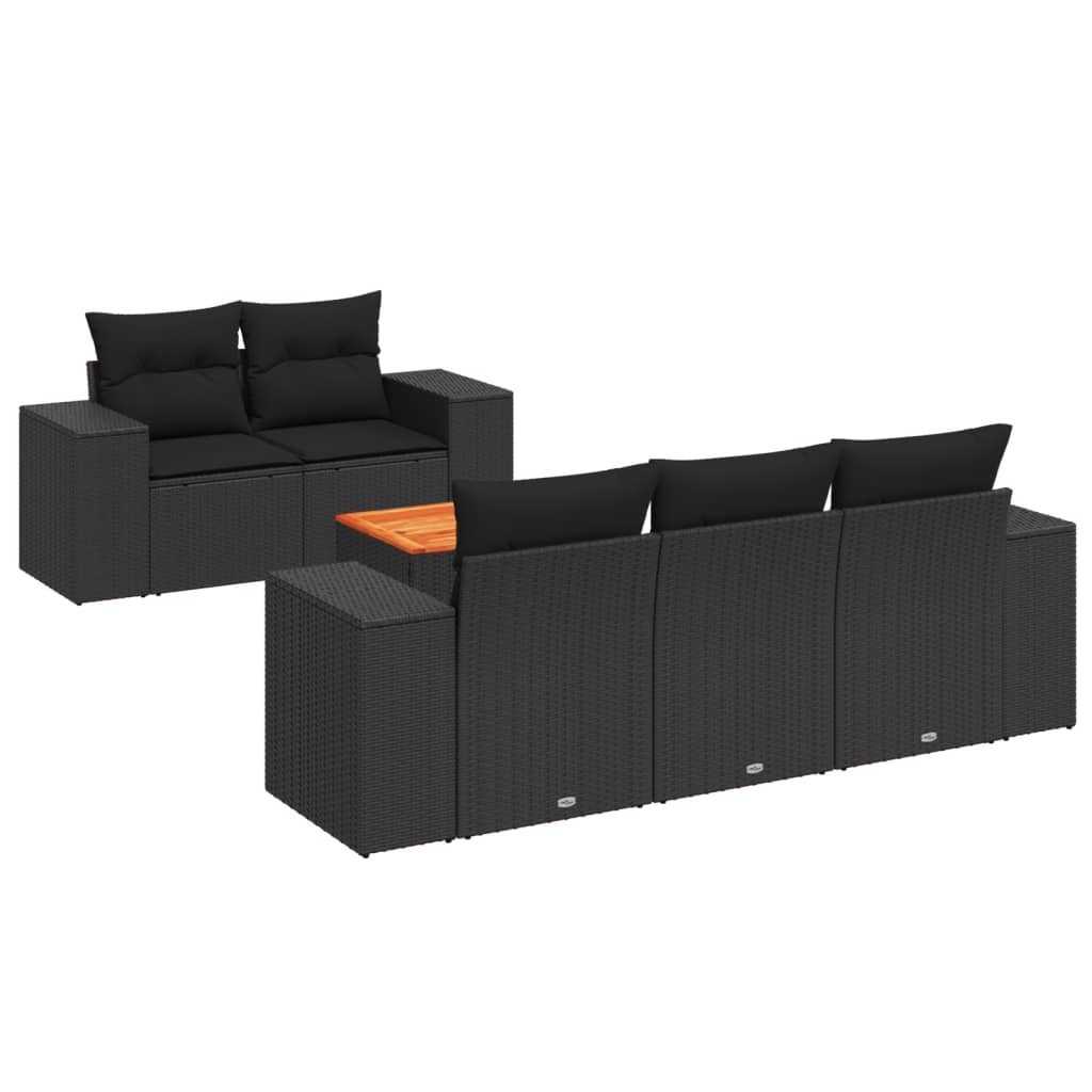 Set mobilier de grădină cu perne, 6 piese, negru, poliratan GartenMobel Dekor