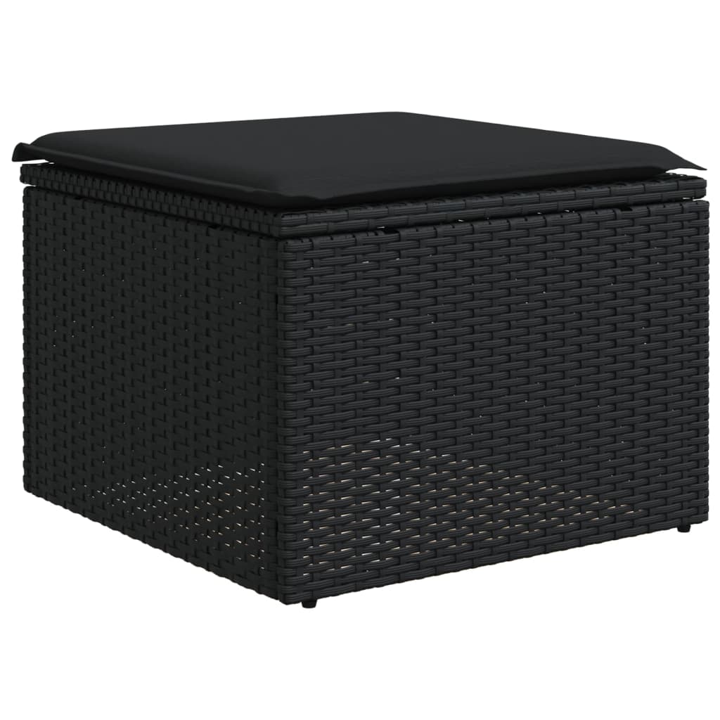 Set mobilier de grădină cu perne, 8 piese, negru, poliratan GartenMobel Dekor