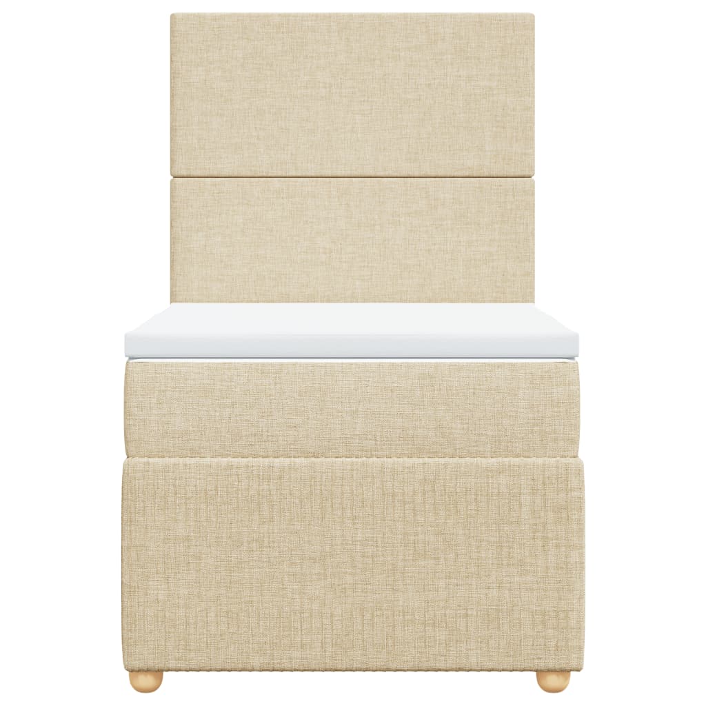 Pat box spring cu saltea, crem, 80x200 cm, textil GartenMobel Dekor