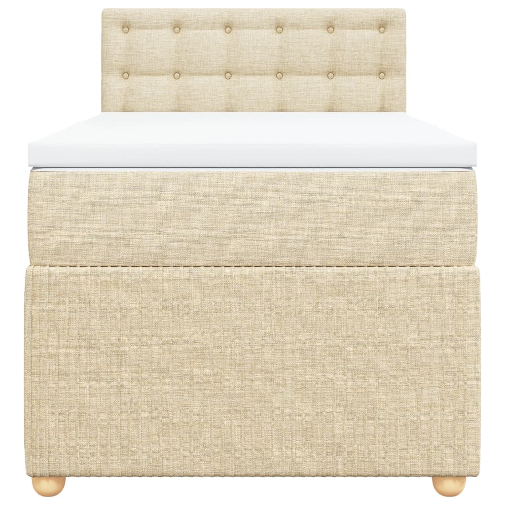 Pat box spring cu saltea, crem, 80x200 cm, textil GartenMobel Dekor
