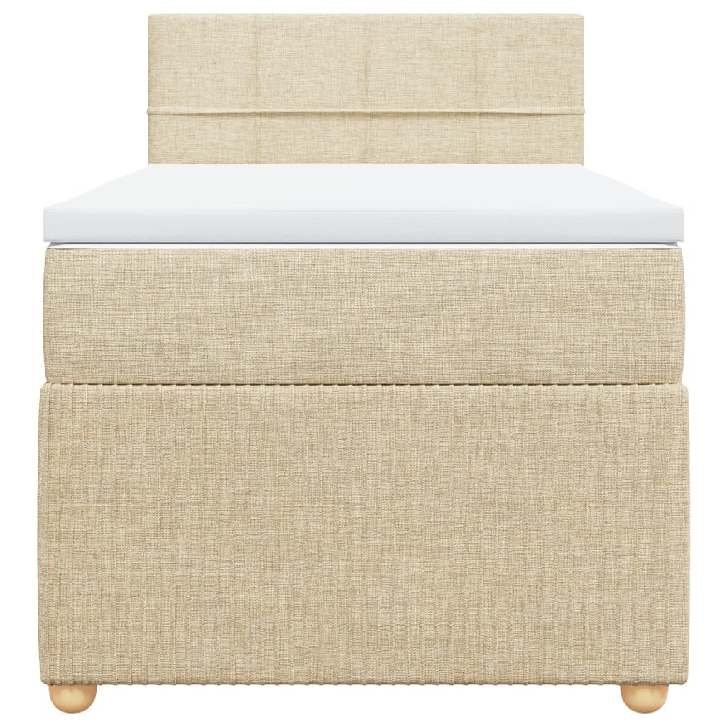 Pat box spring cu saltea, crem, 80x200 cm, textil GartenMobel Dekor