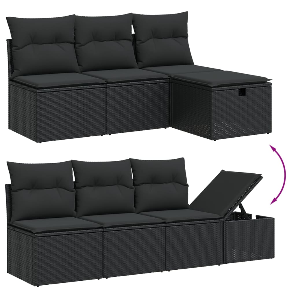 Set mobilier de grădină cu perne, 8 piese, negru, poliratan GartenMobel Dekor