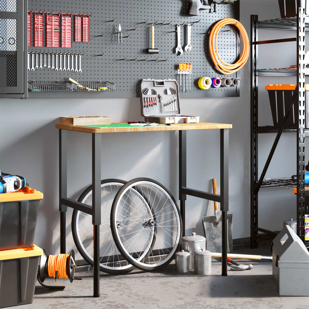 Banc lucru maro 100x60x(71,5-98)cm lemn masiv stejar dreptunghi GartenMobel Dekor