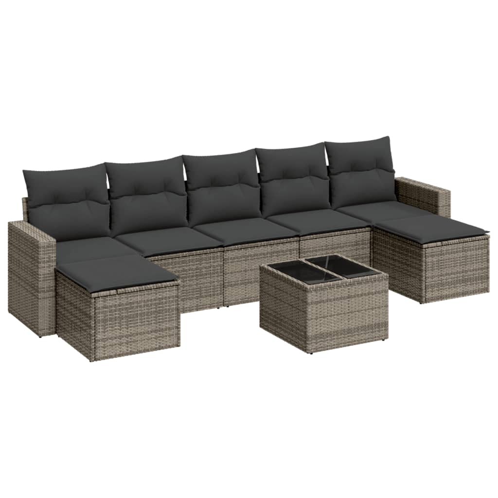 Set canapele de grădină cu perne, 8 piese, gri, poliratan GartenMobel Dekor