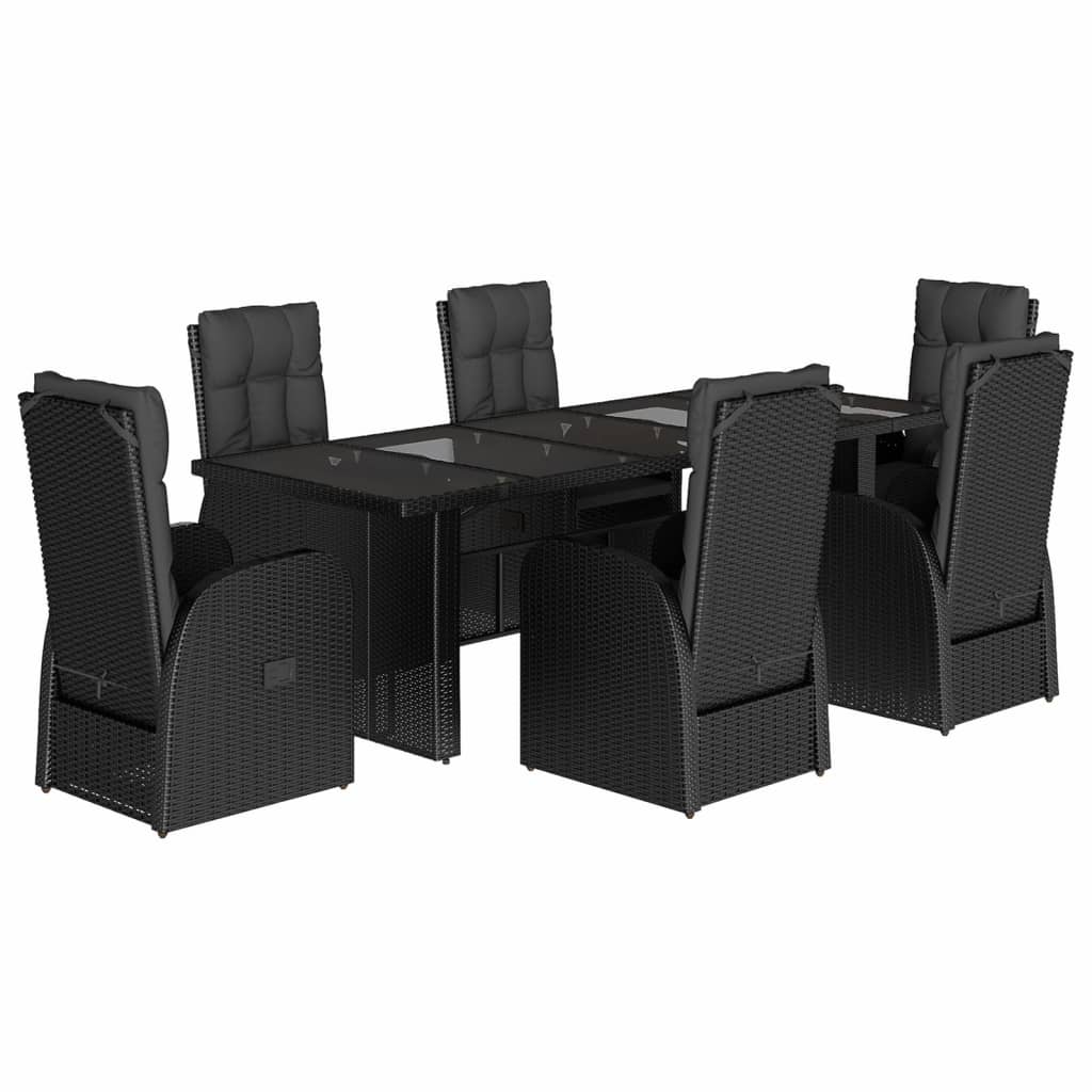 Set mobilier de grădină cu perne, 7 piese, negru, poliratan GartenMobel Dekor