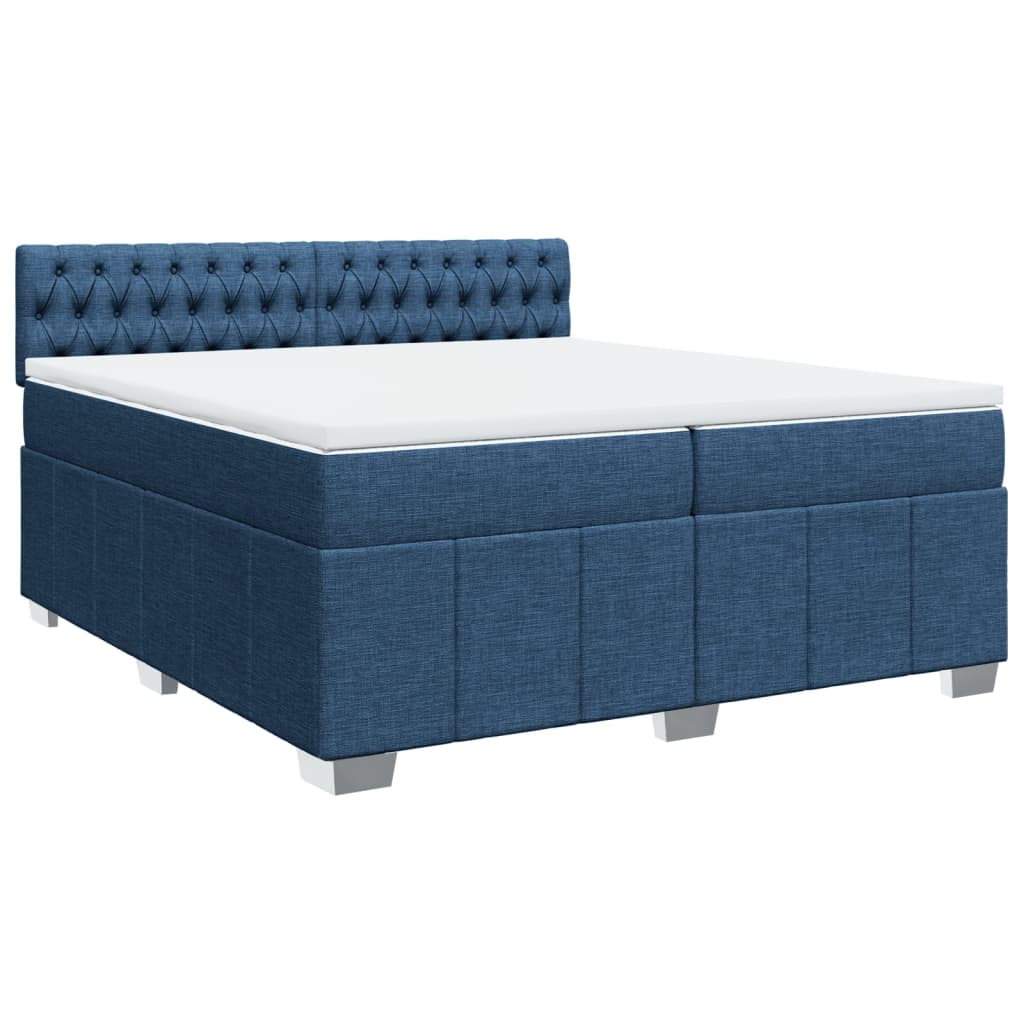 Pat box spring cu saltea, albastru, 200x200 cm, textil GartenMobel Dekor