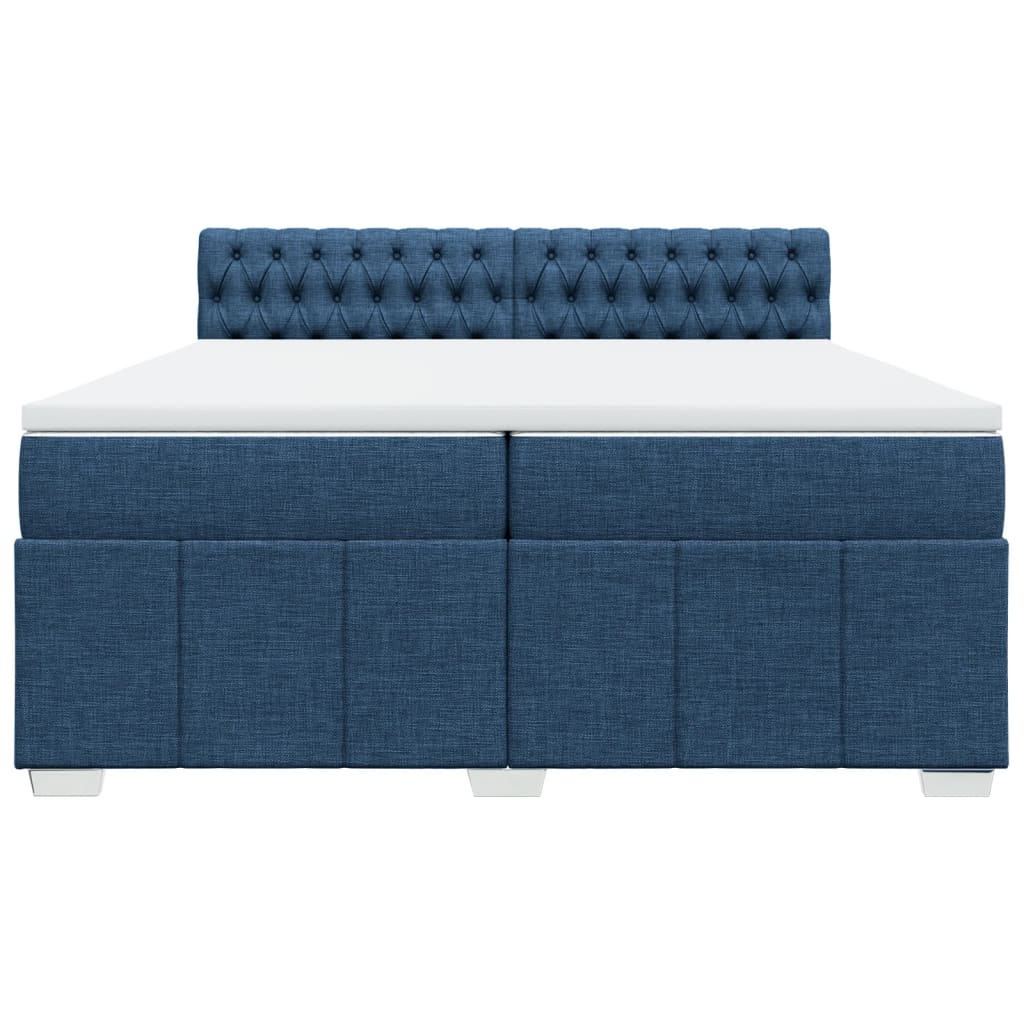 Pat box spring cu saltea, albastru, 200x200 cm, textil GartenMobel Dekor