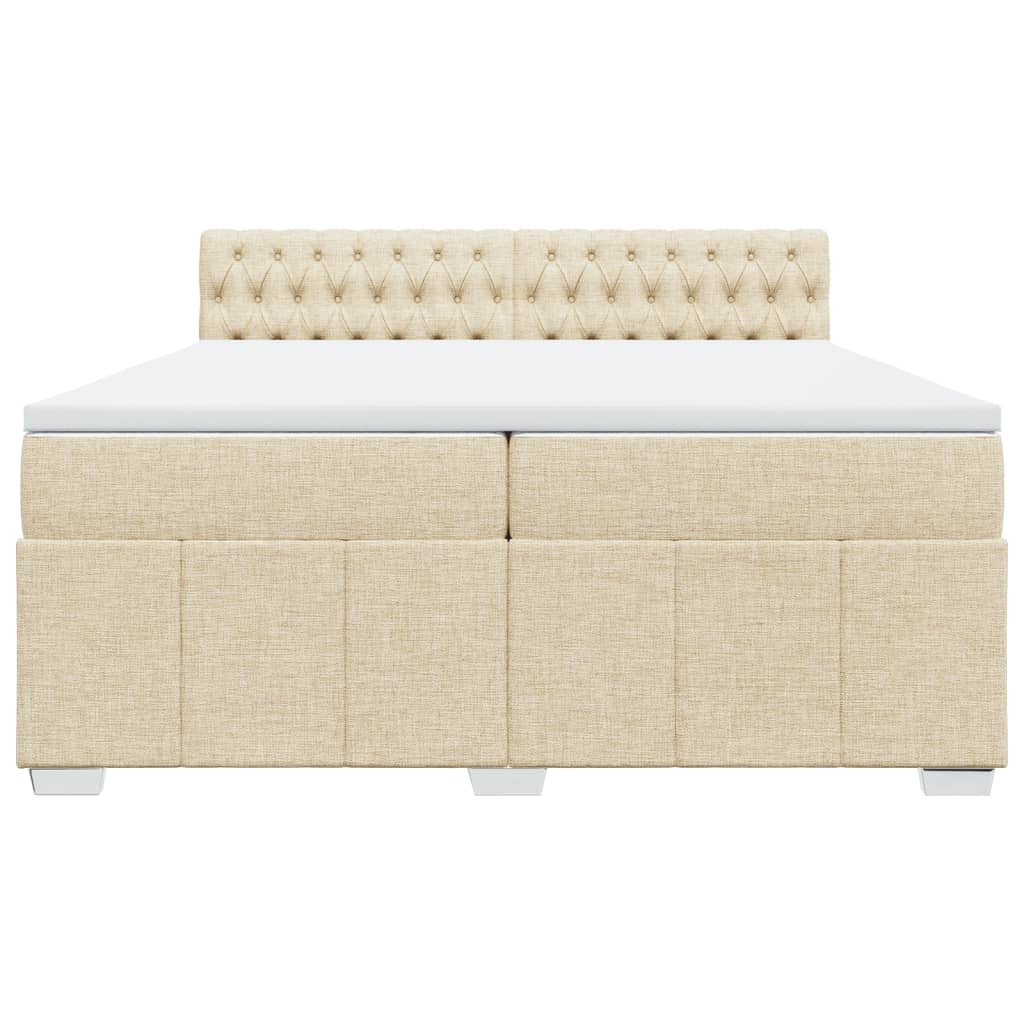 Pat box spring cu saltea, crem, 200x200 cm, textil GartenMobel Dekor
