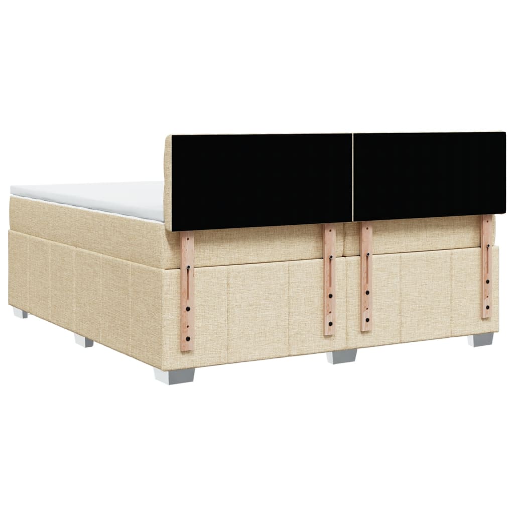 Pat box spring cu saltea, crem, 200x200 cm, textil GartenMobel Dekor
