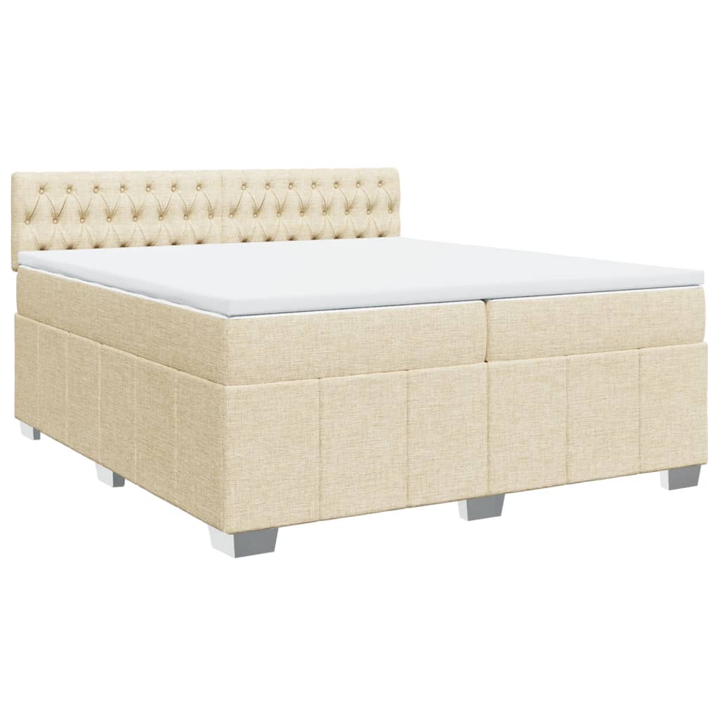 Pat box spring cu saltea, crem, 200x200 cm, textil GartenMobel Dekor