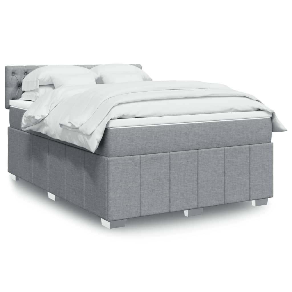 Pat box spring cu saltea, gri deschis, 140x190 cm, textil GartenMobel Dekor