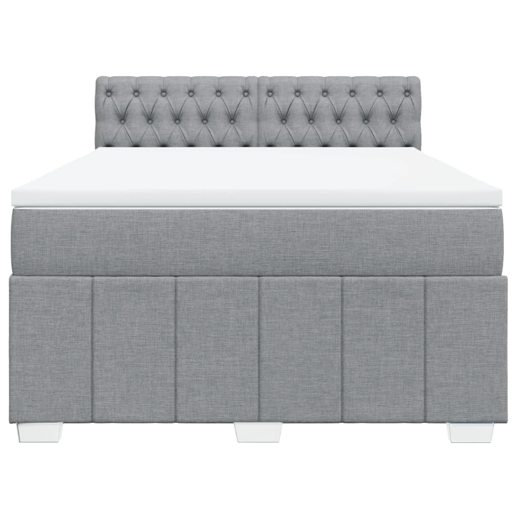 Pat box spring cu saltea, gri deschis, 140x190 cm, textil GartenMobel Dekor