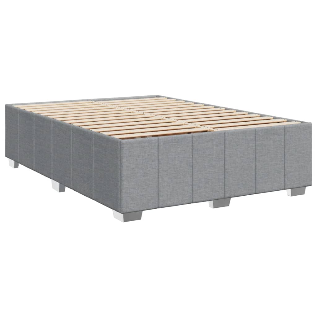 Pat box spring cu saltea, gri deschis, 140x190 cm, textil GartenMobel Dekor
