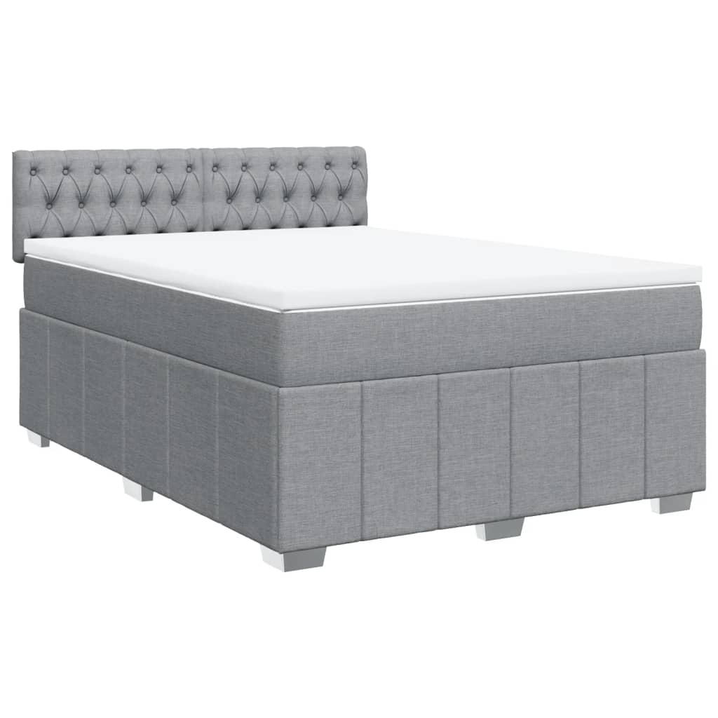 Pat box spring cu saltea, gri deschis, 140x190 cm, textil GartenMobel Dekor