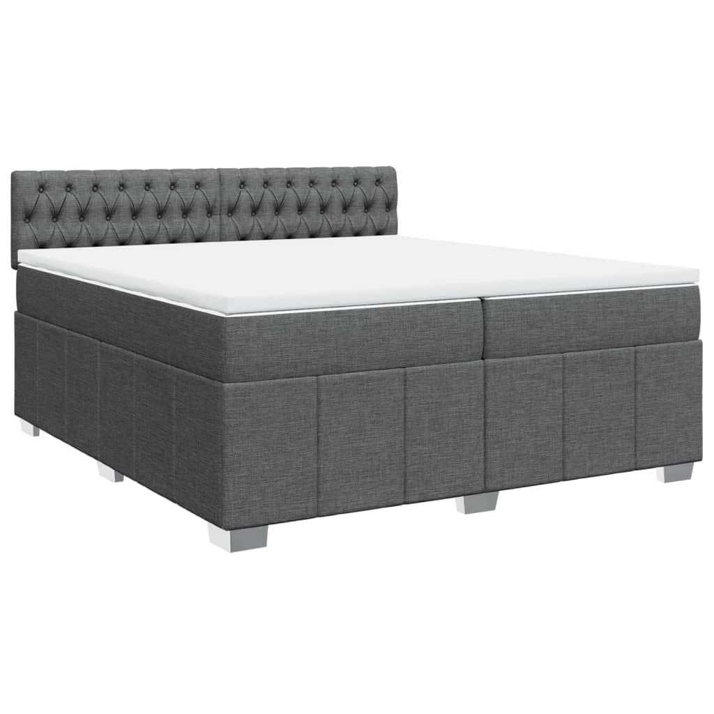 Pat box spring cu saltea, gri închis, 200x200 cm, textil GartenMobel Dekor
