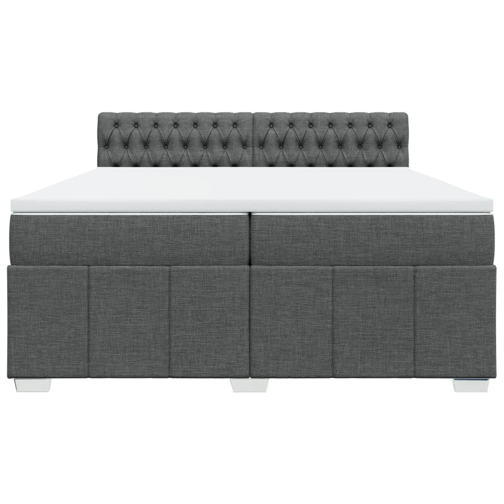Pat box spring cu saltea, gri închis, 200x200 cm, textil GartenMobel Dekor