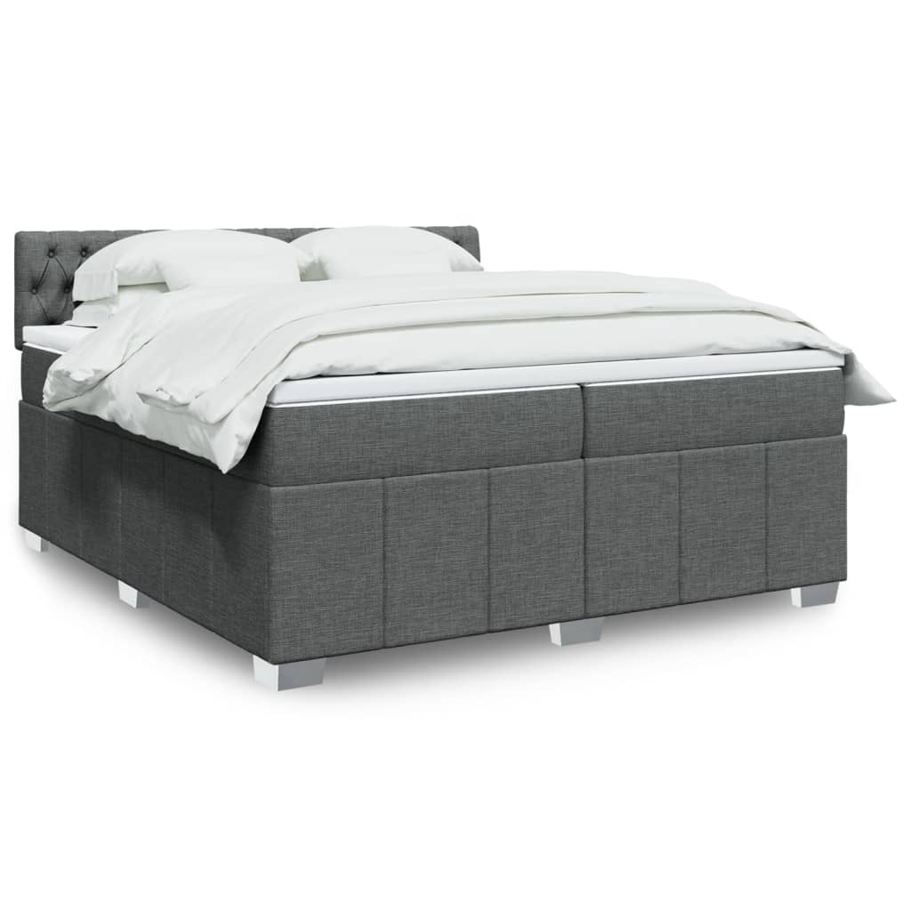 Pat box spring cu saltea, gri închis, 200x200 cm, textil GartenMobel Dekor